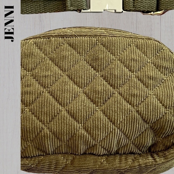 JENNI Quilted Corduroy Top Zip Sling Bag BeltBag/Belt Bag Olive Green-Size S/M - Picture 11 of 14